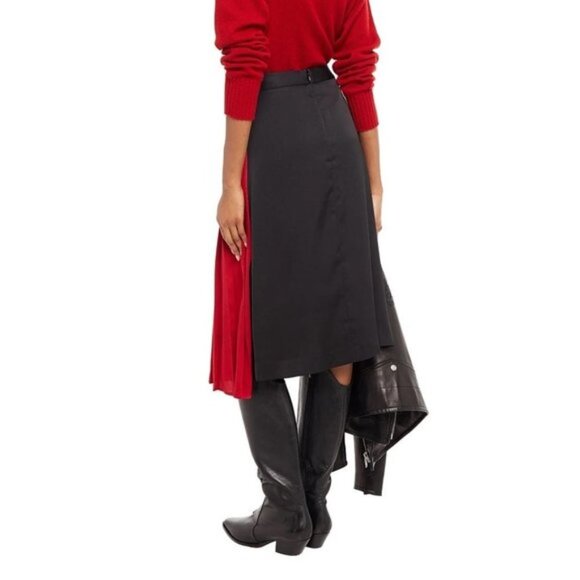 DKNY Pleated Two-tone Satin-crepe Mid Skirt Plus - Picture 2 of 11